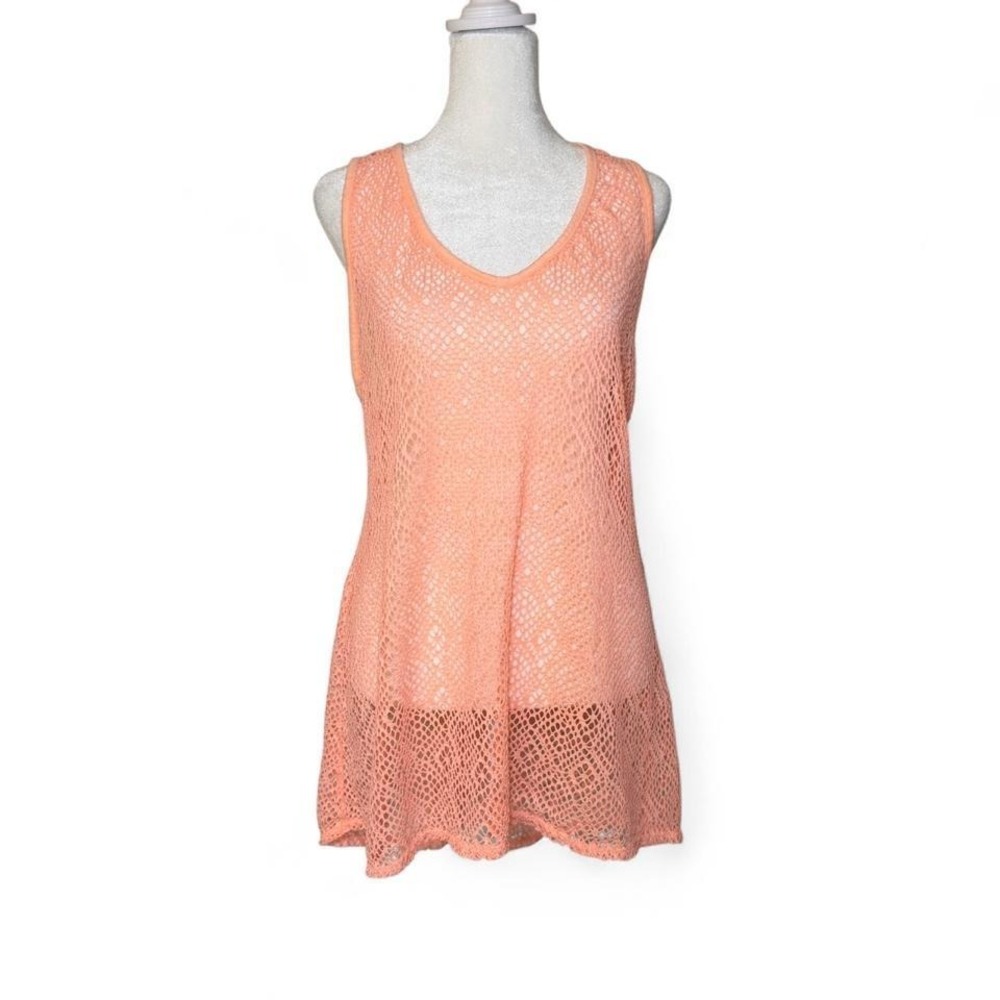 OP Coral Crochet Swim Cover Up Dress Large y2k